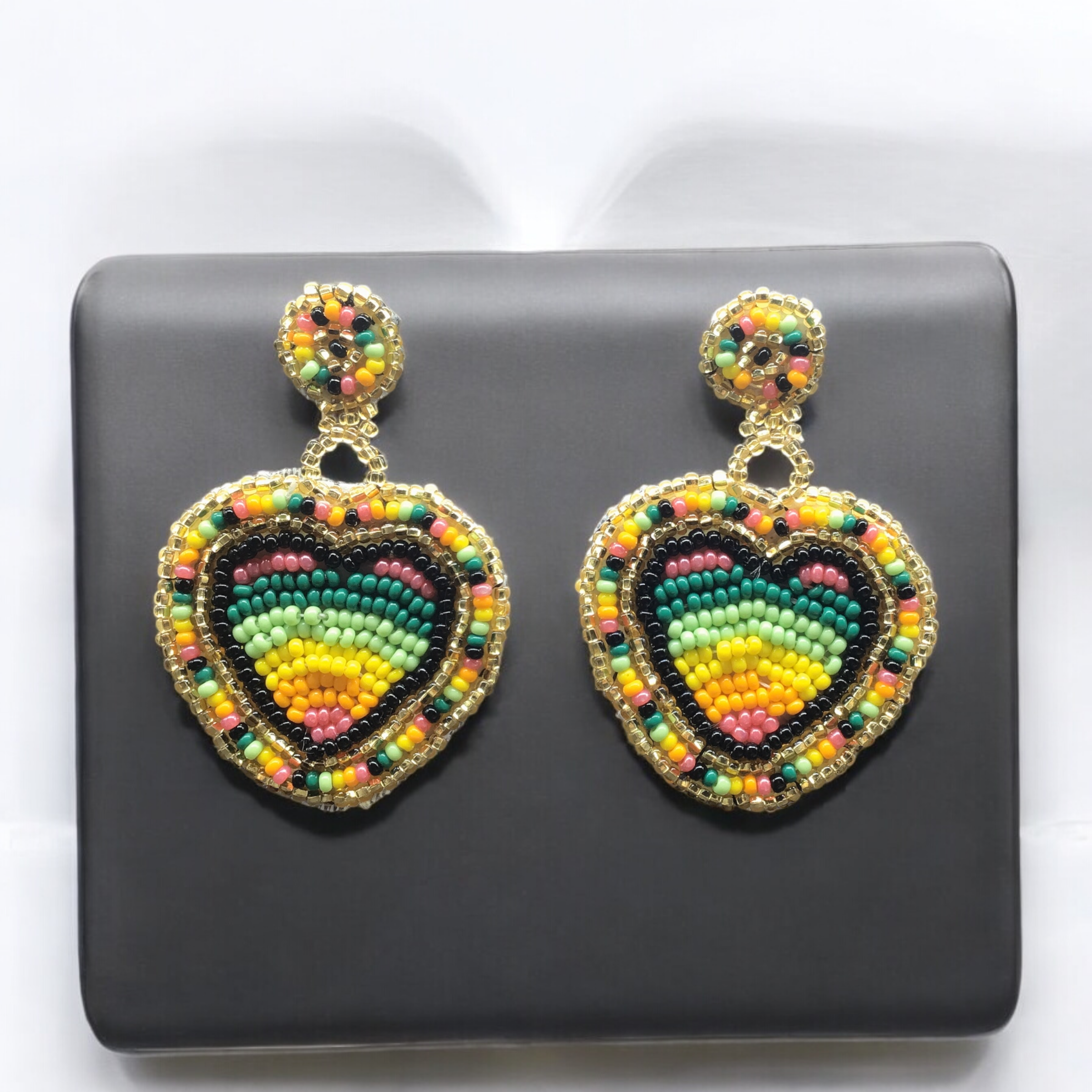 Beaded Heart shaped earrings