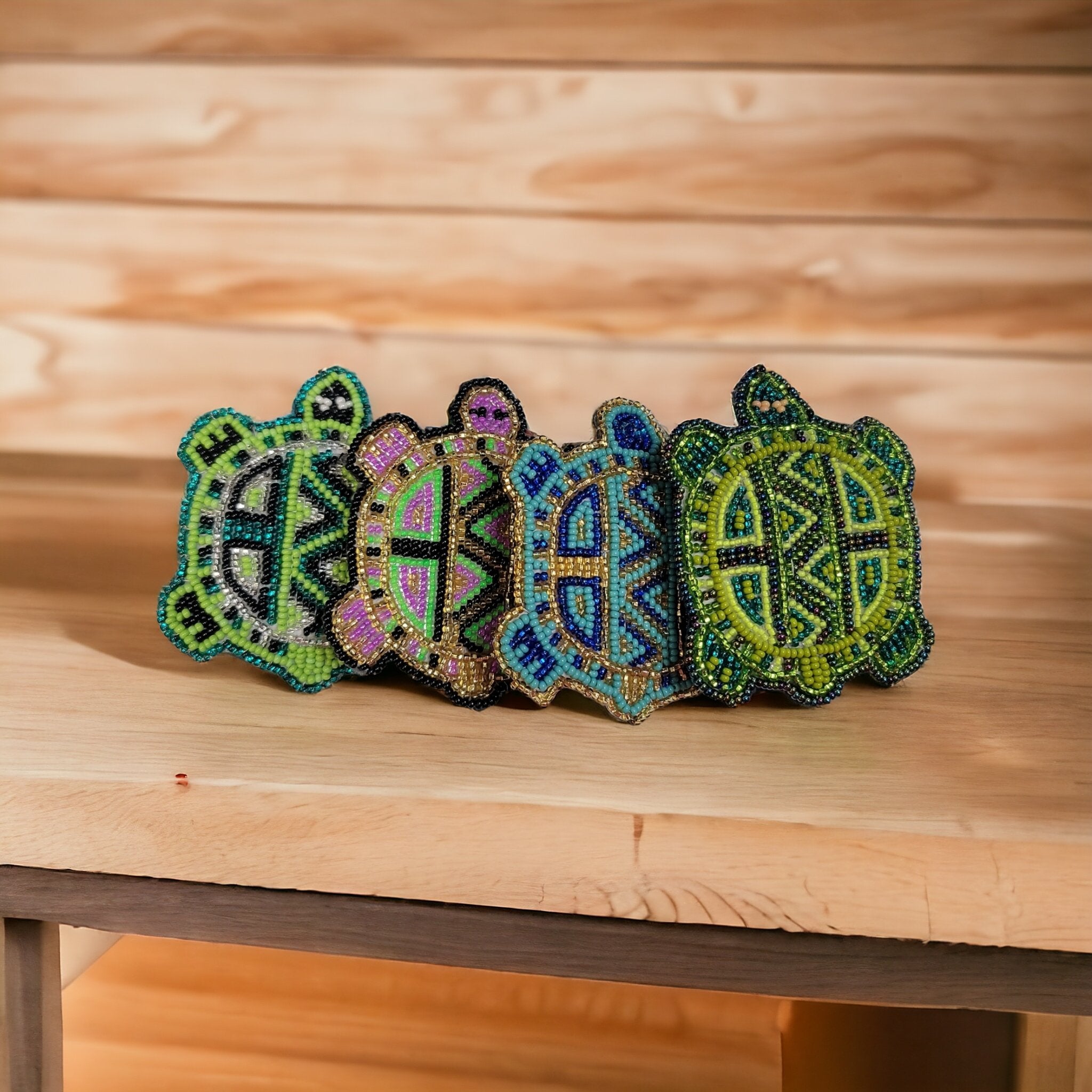 Turtle Beaded Barrettes