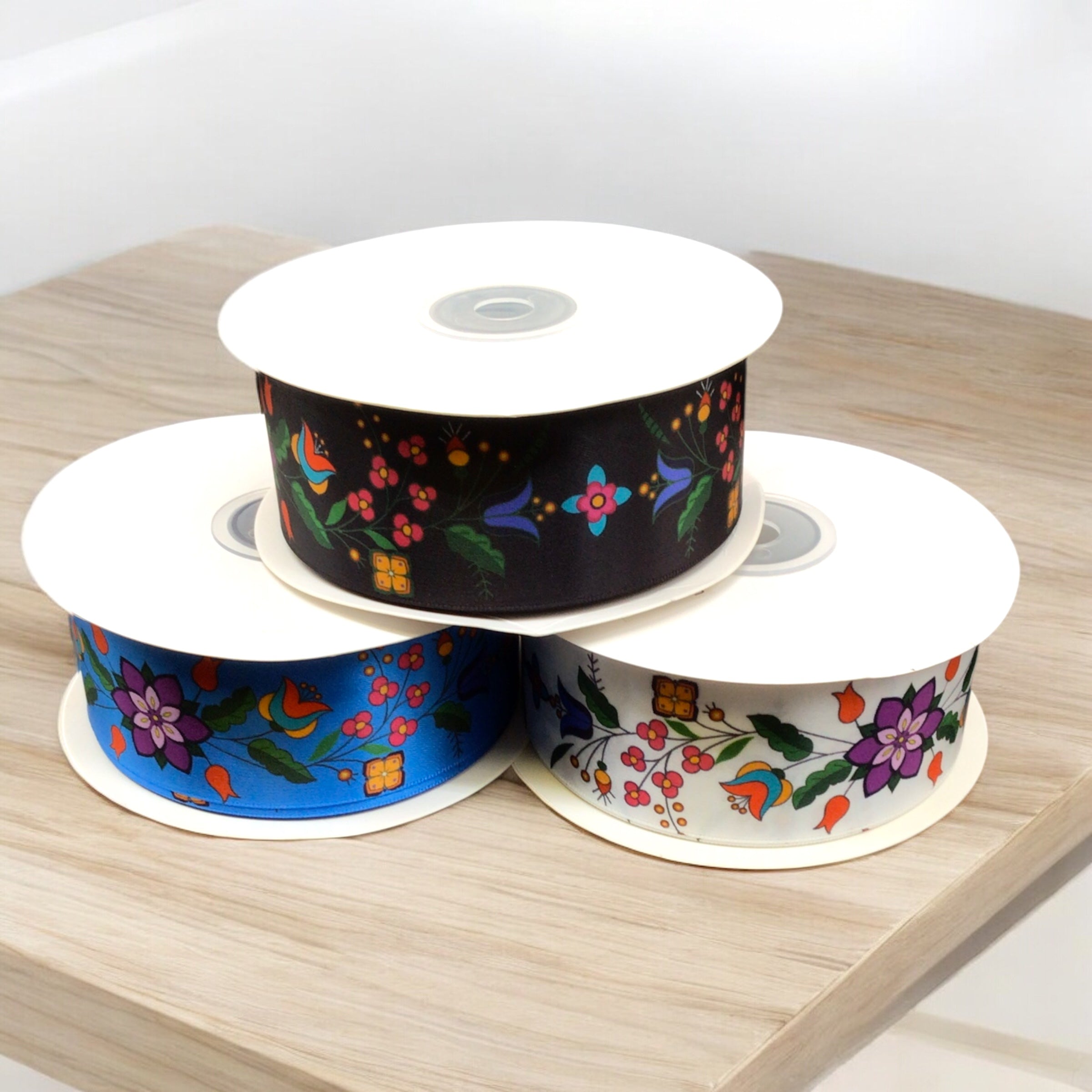 Double Face Floral Ribbon Roll