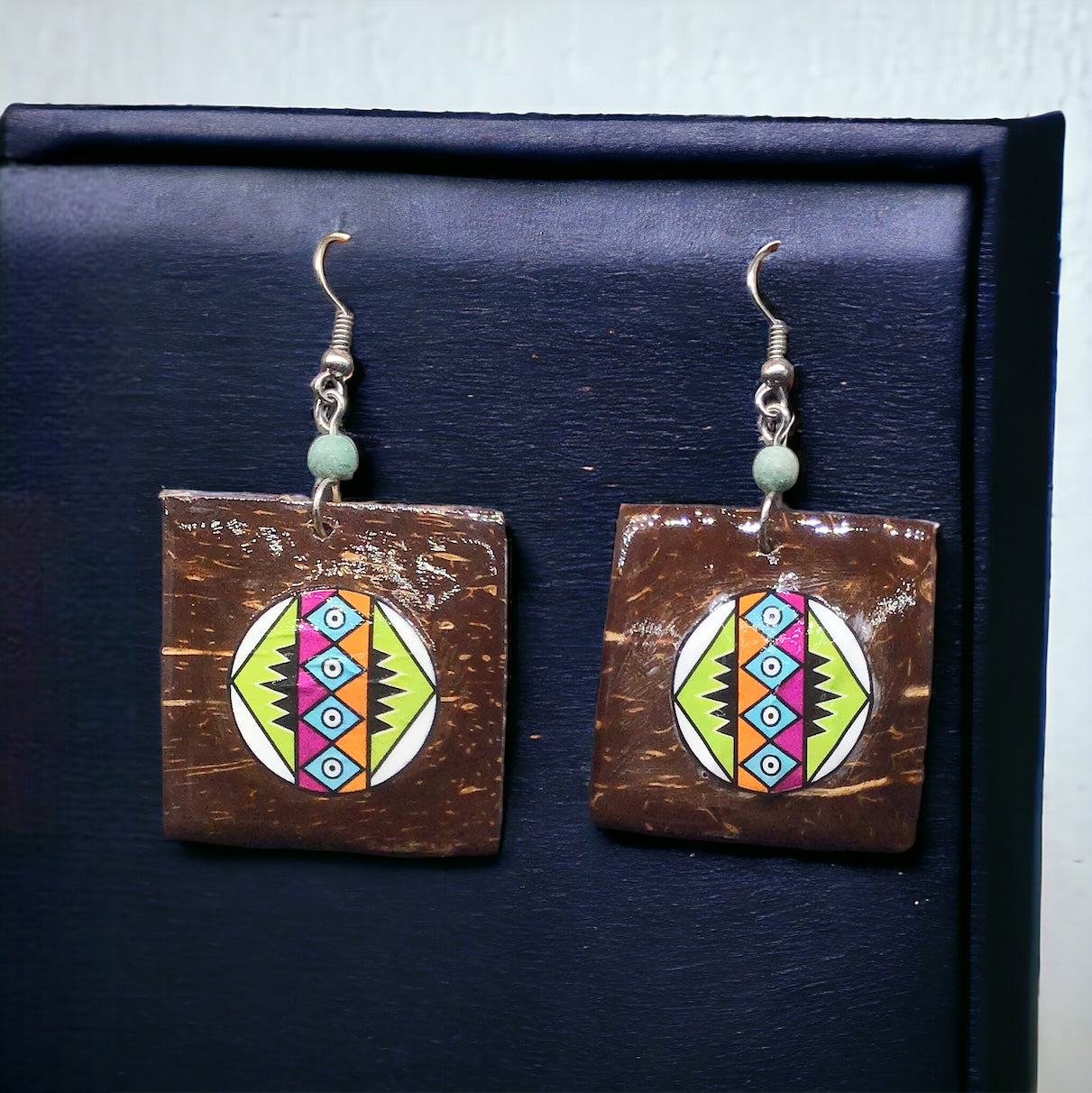 OLDTRIBES™ Wood Painted Square Earrings