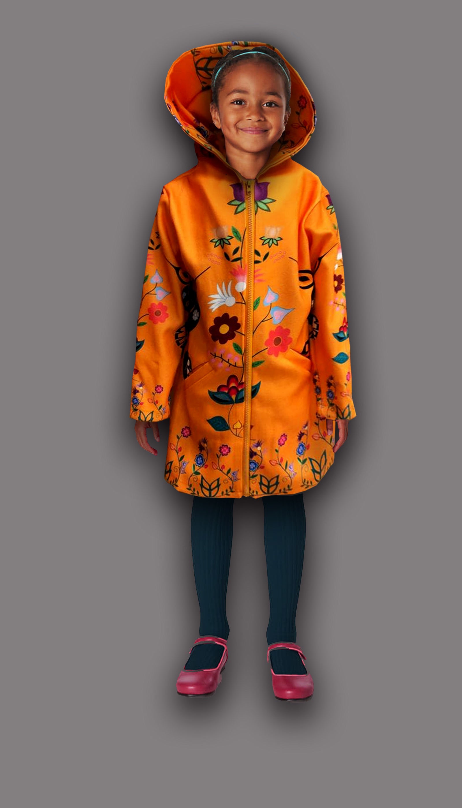 Girls Native  Print Overcoat