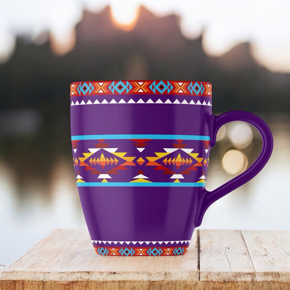 16 Oz 7 Lake Design Purple Ceramic Mug