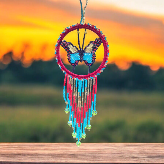 Red and Golden Butterfly Dream Catcher