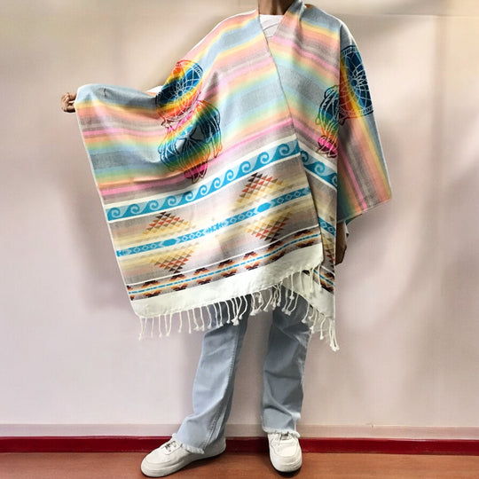 Hand woven White Reversible shawl