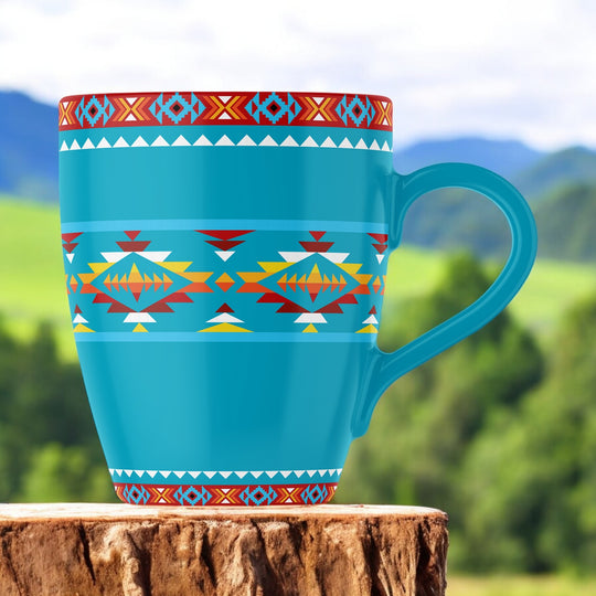 16 Oz 7 Lake Design Turquoise Ceramic Mug