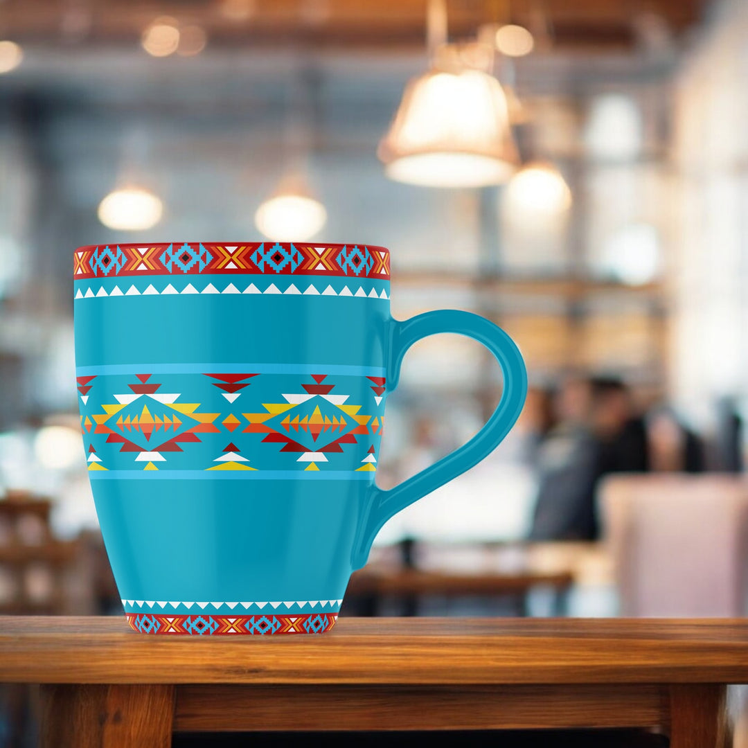 16 Oz 7 Lake Design Turquoise Ceramic Mug