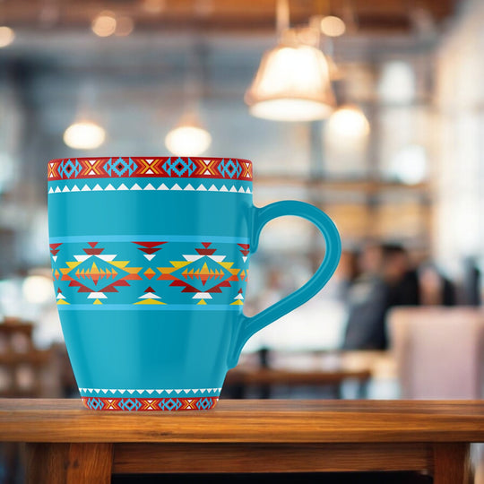 16 Oz 7 Lake Design Turquoise Ceramic Mug