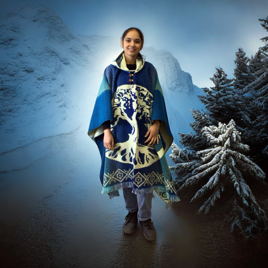 Blue Tree of Life Poncho