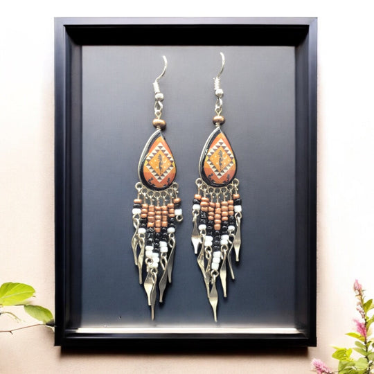 OldTribes™ Small Sized Southwestern Brown Teardrop Earrings