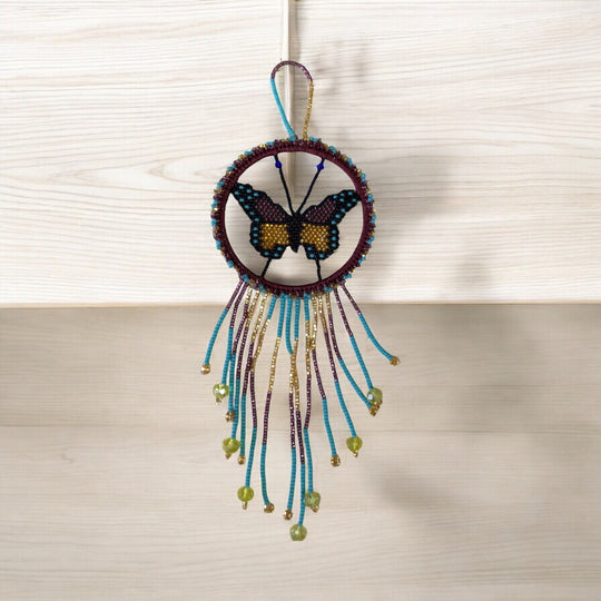 Purple and White Butterfly Dream Catcher