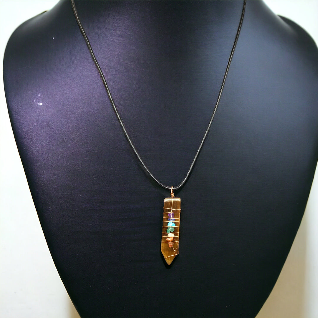 Natural Sword Chakra Unisex Brown Pendant