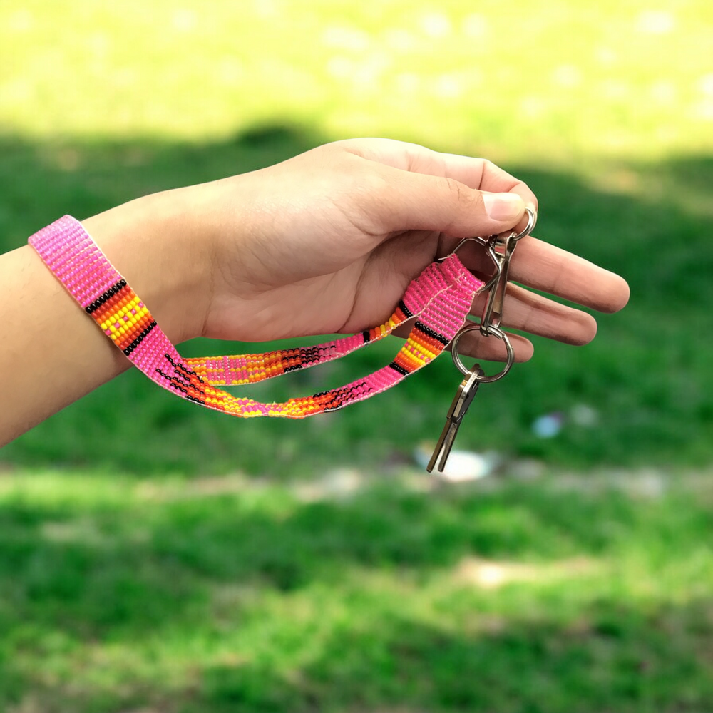 Pink Native American Style Wrist Lanyard