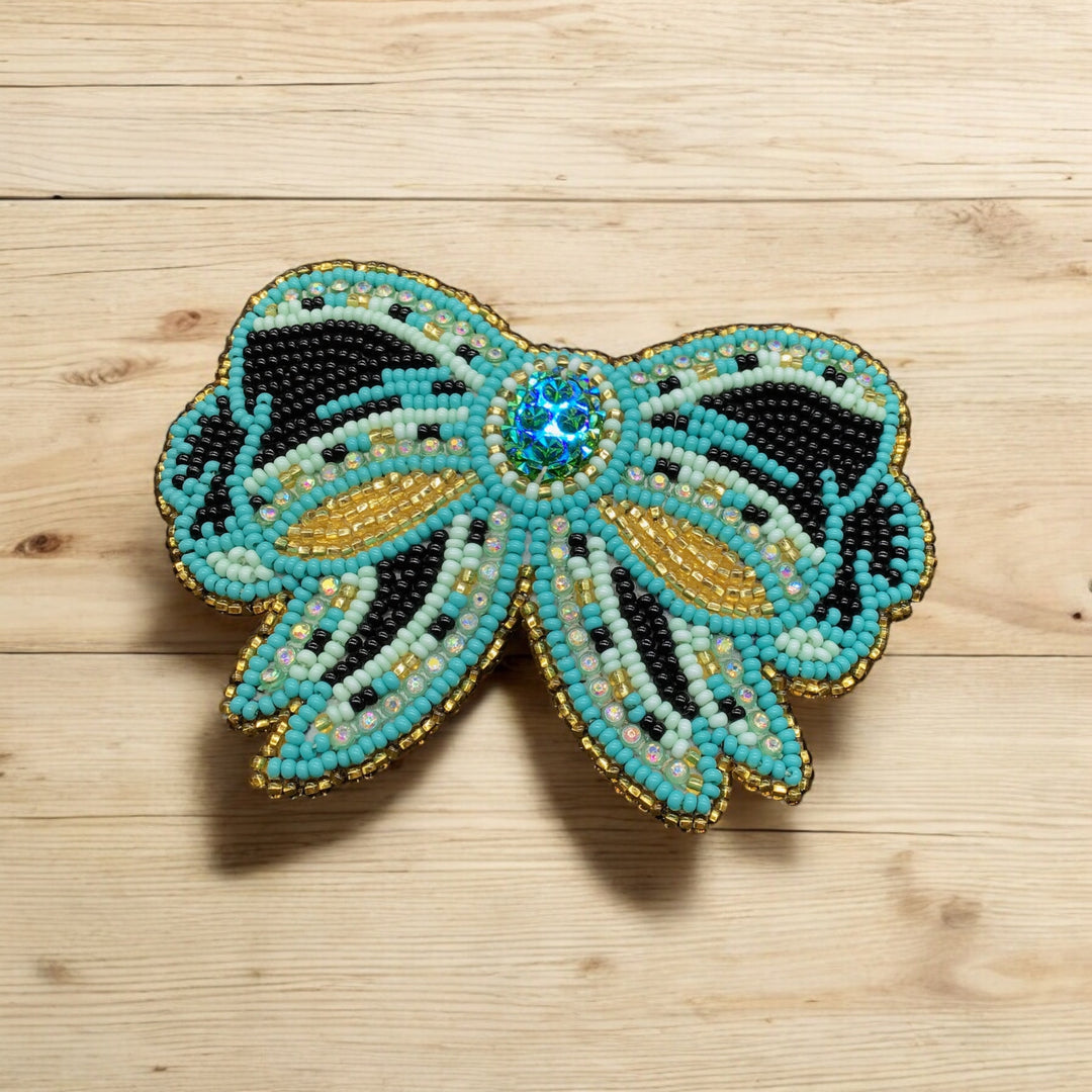 Indigenous style Barrette turquoise W/ Gold (19)