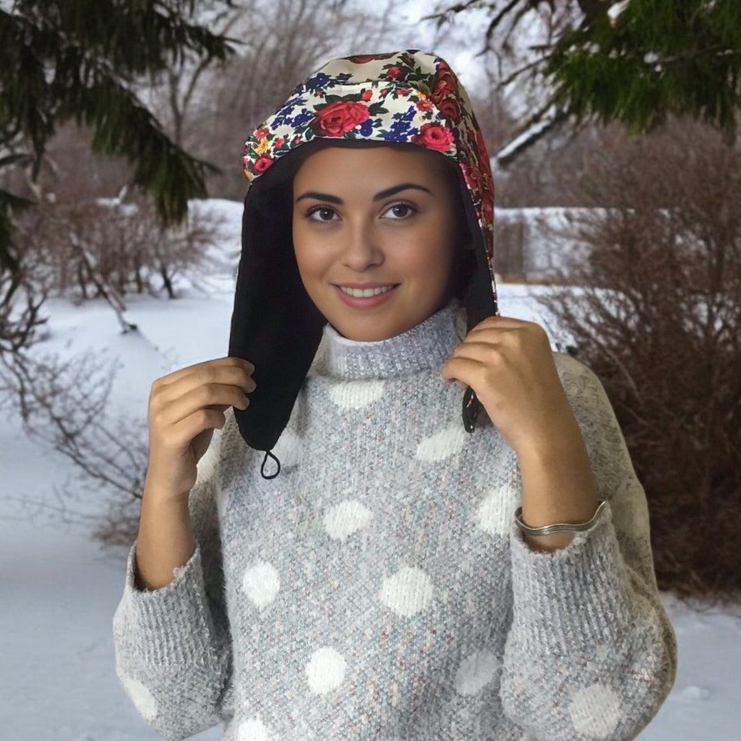 White Kookum Hat with Drop-Down Ears