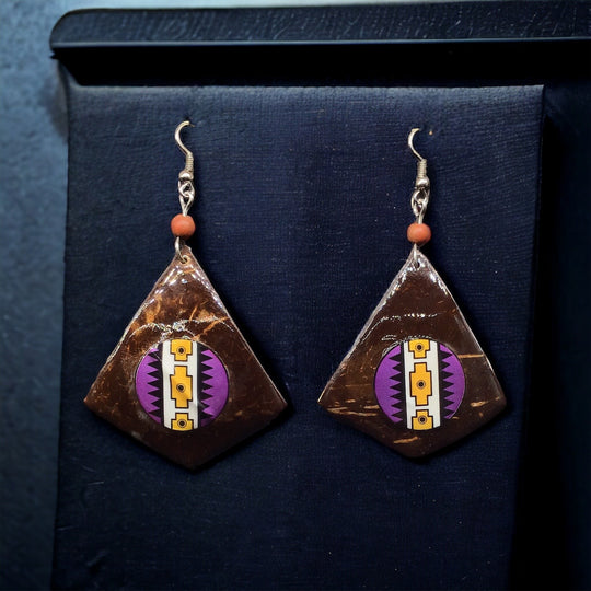 OLDTRIBES™ Wood Painted Purple Round Earrings