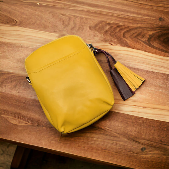 Small Leather Yellow Crossbody Bag