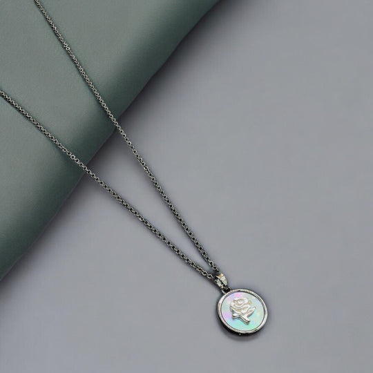 Flower Stainless Steel Necklace Pendants With Long Chain