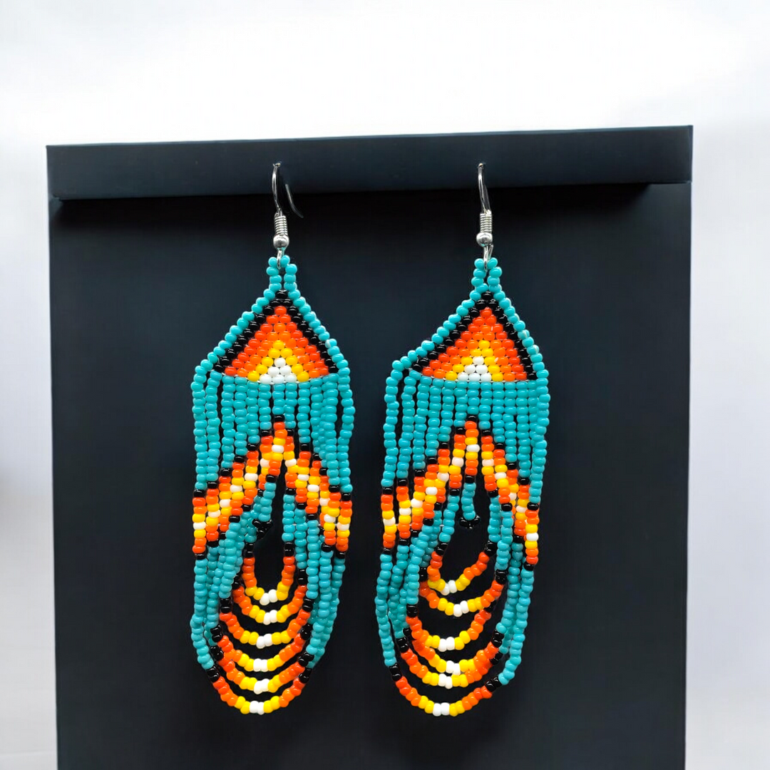 Turquoise Swoop Beaded earrings