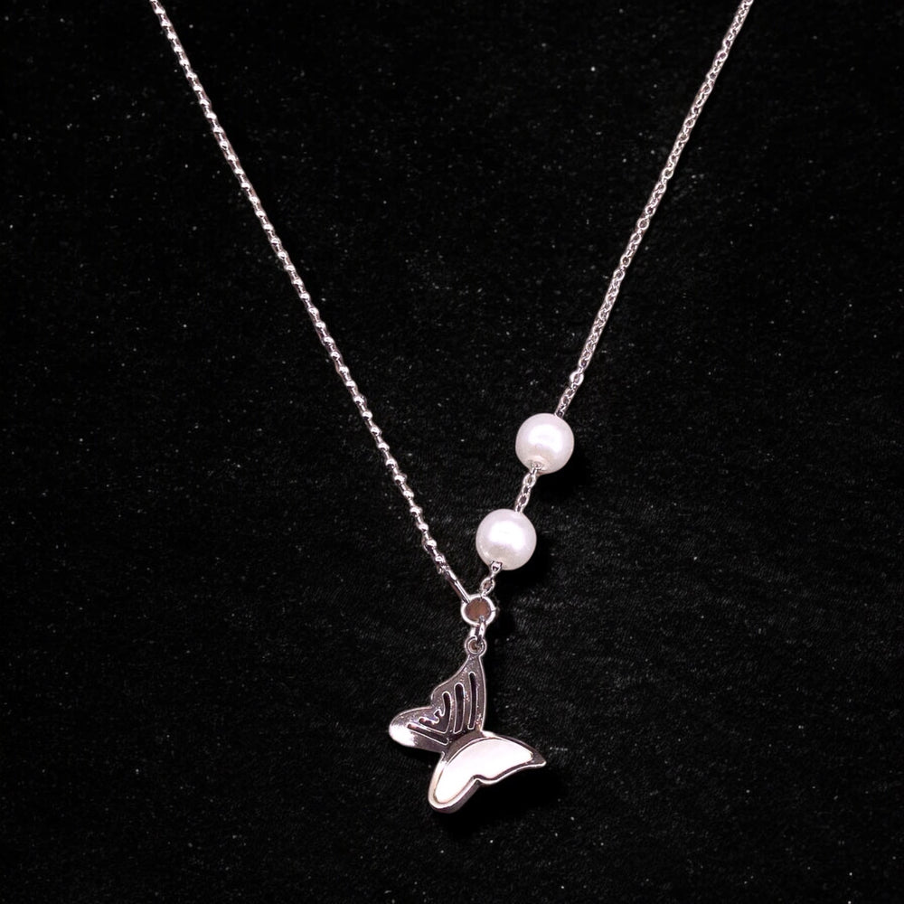 Butterfly Stainless Steel Necklace Pendants With Long Chain