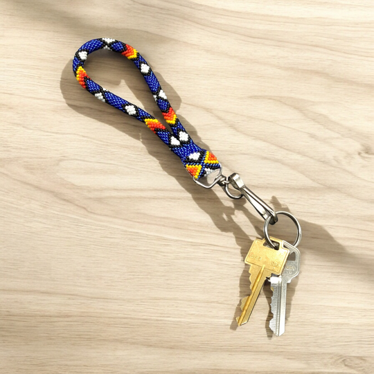 Blue Native American Style Wrist Lanyard