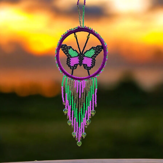 Pink and Green Butterfly Dream Catcher