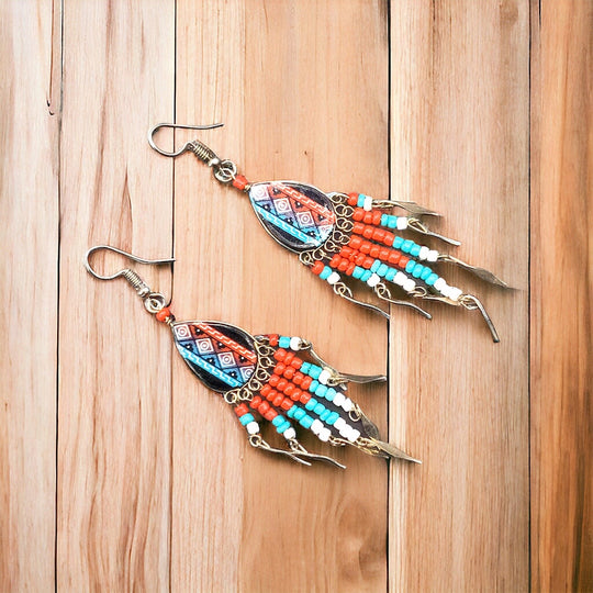 OldTribes™ Small Sized Southwestern Red Teardrop Earrings