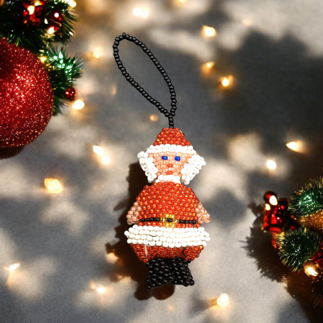 Santa Claus Beaded Christmas Ornament