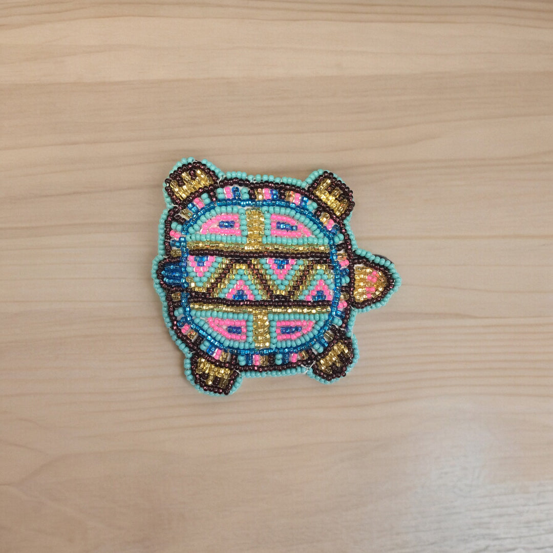 Beaded turtle Barrette turquoise accent