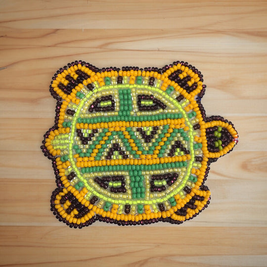 Beaded turtle Barrette Green accent