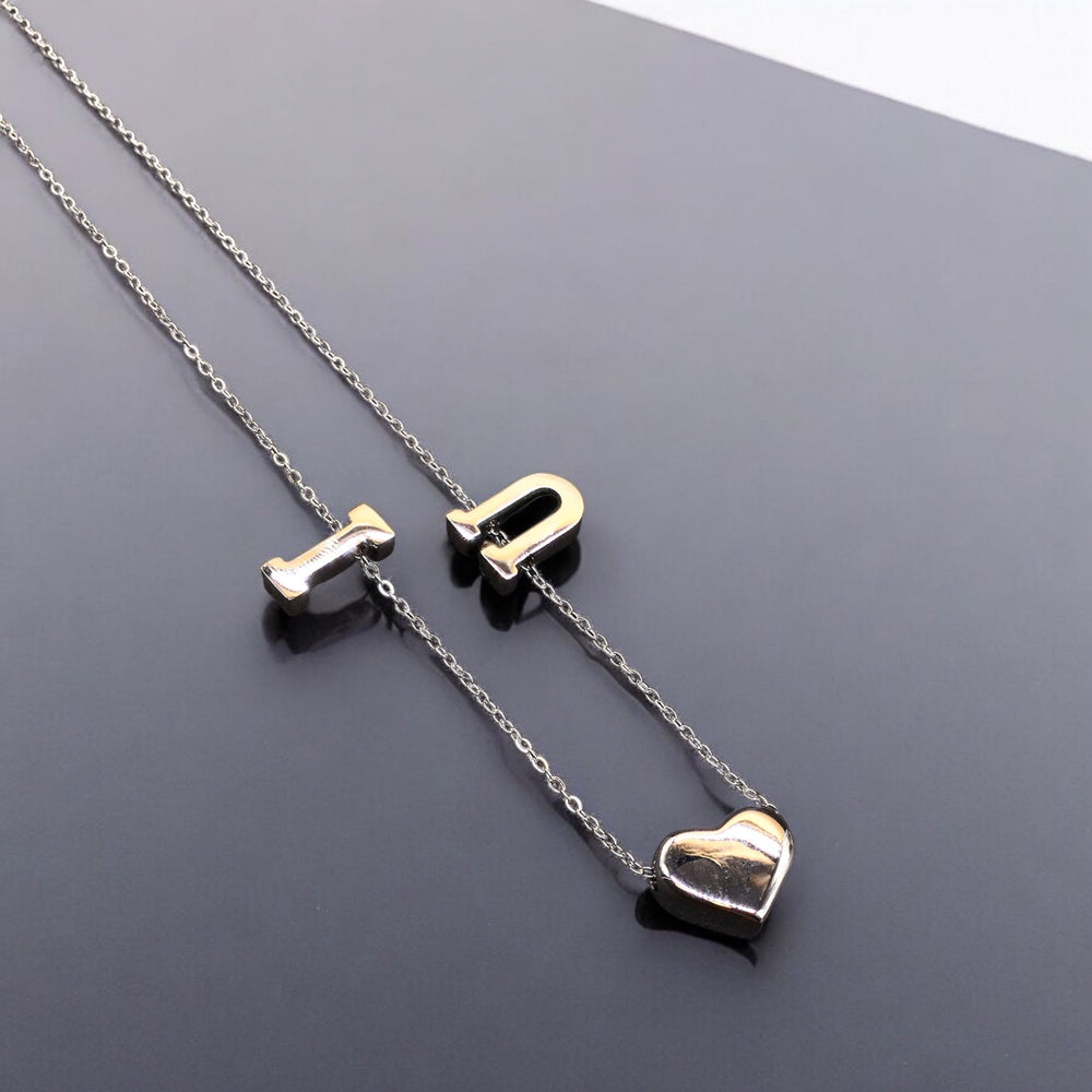 I Love U Stainless Steel Necklace Pendants With Long Chain