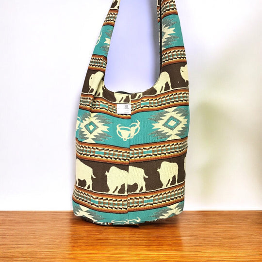 OLDTRIBES™ Brown and Turquoise Crossbody Bag