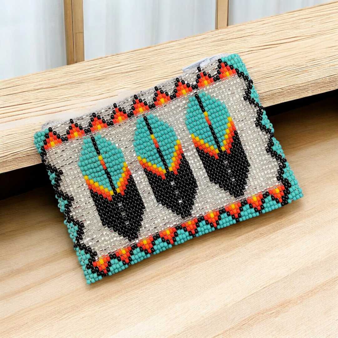 OLDTRIBES™ Feather Beaded coin purse