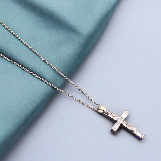 Cross Stainless Steel Necklace Pendants With Long Chain