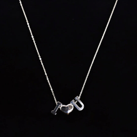 I Love U Stainless Steel Necklace Pendants With Long Chain