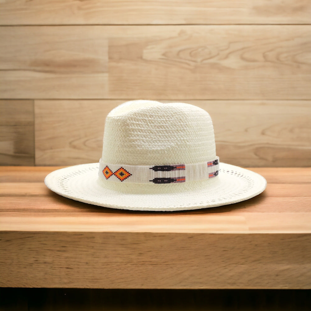 OLDTRIBES™ Beaded White and Purple Hatband