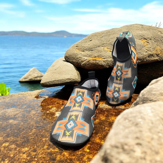 OLDTRIBES™ Obsidian Wave Aqua Flats