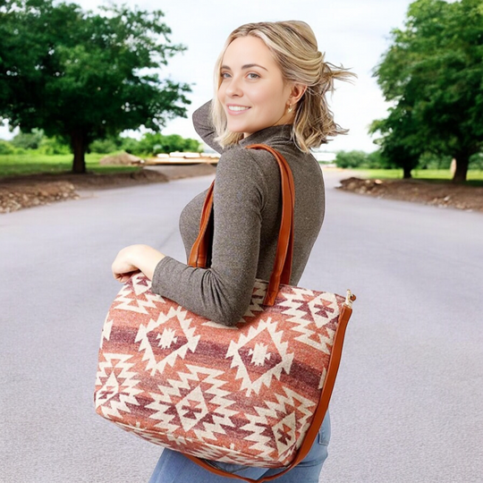 Brown and beige Tote Bag