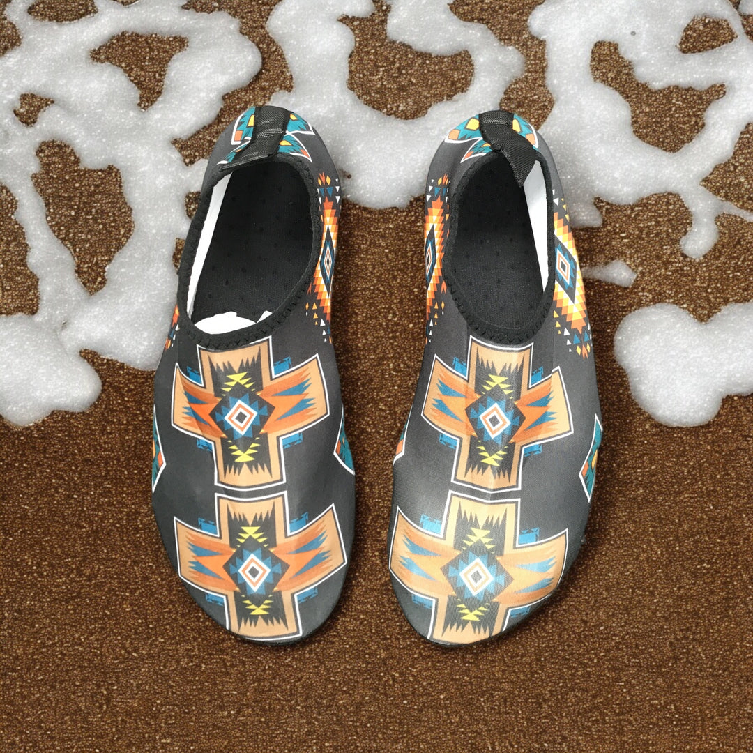 OLDTRIBES™ Obsidian Wave Aqua Flats