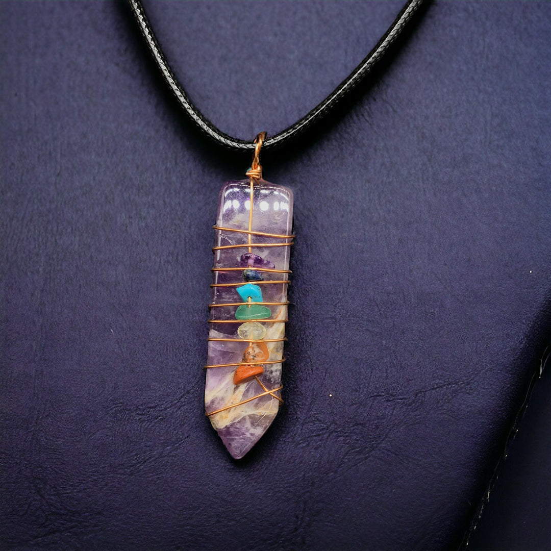 Natural Sword Chakra Unisex Purple Pendant