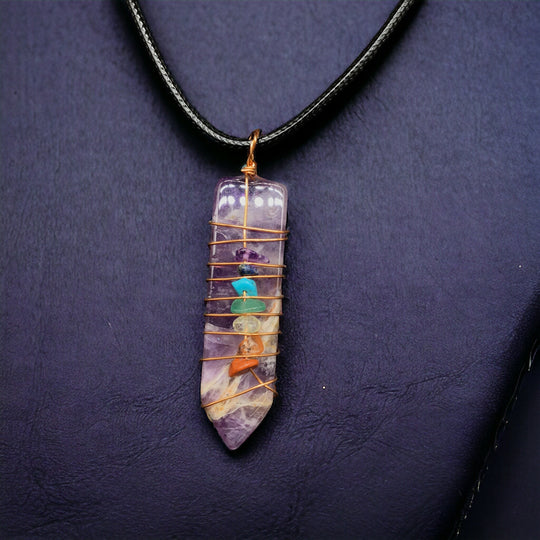 Natural Sword Chakra Unisex Purple Pendant