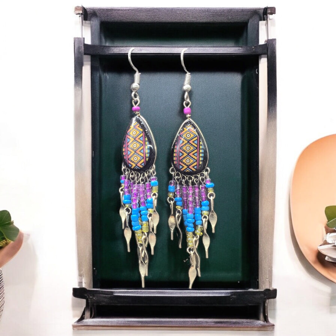 OldTribes™ Small Sized Southwestern Purple and Blue Teardrop Earrings