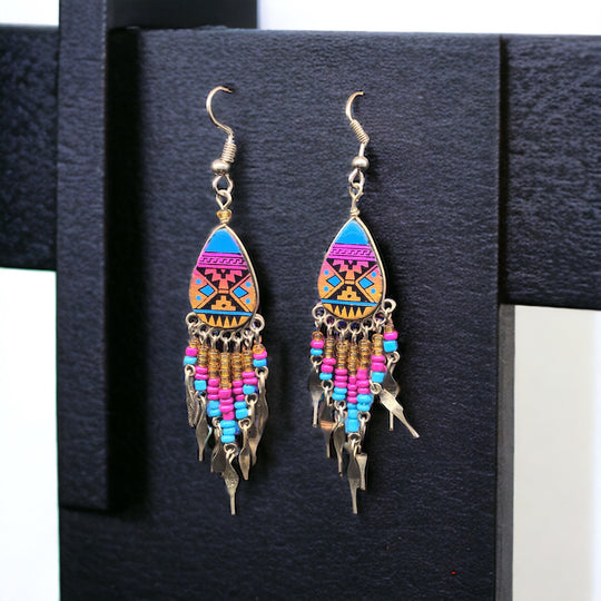 OldTribes™ Small Sized Southwestern Blue and Purple Teardrop Earrings