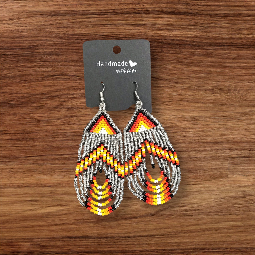 Silver Swoop Beaded earrings