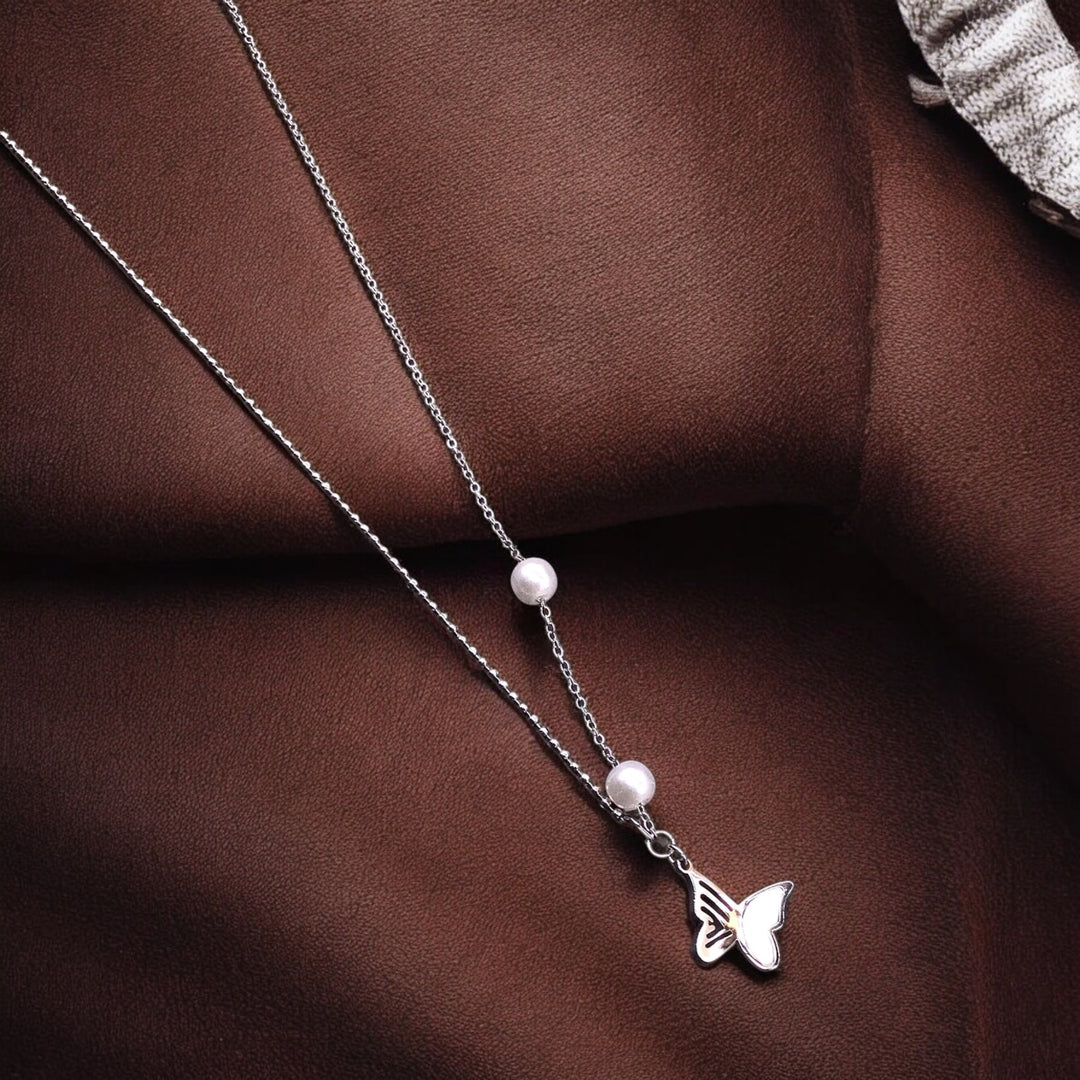 Butterfly Stainless Steel Necklace Pendants With Long Chain