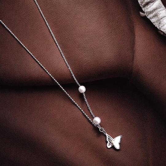 Butterfly Stainless Steel Necklace Pendants With Long Chain