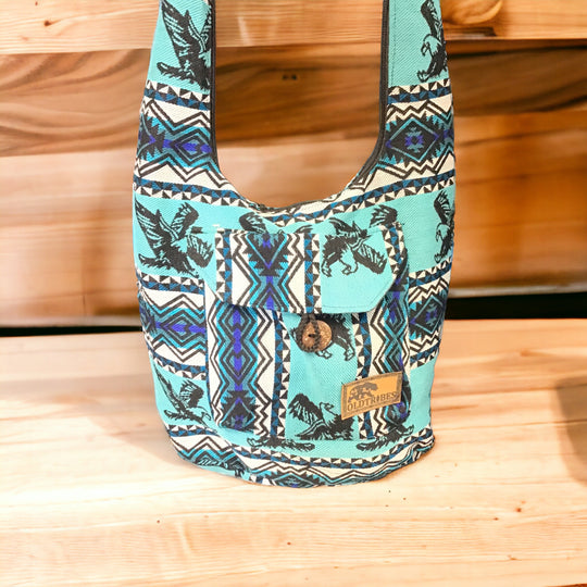 OLDTRIBES™ Turquoise and Black Crossbody Bag