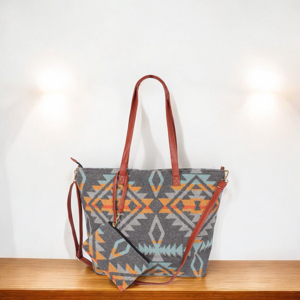 Grey and Orange Tote Bag