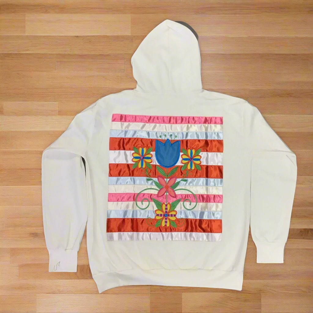 White Native Style Embroidered Hoodies