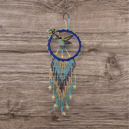 Blue Native Beaded Hummingbird