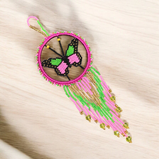 Pink and Green Butterfly Dream Catcher